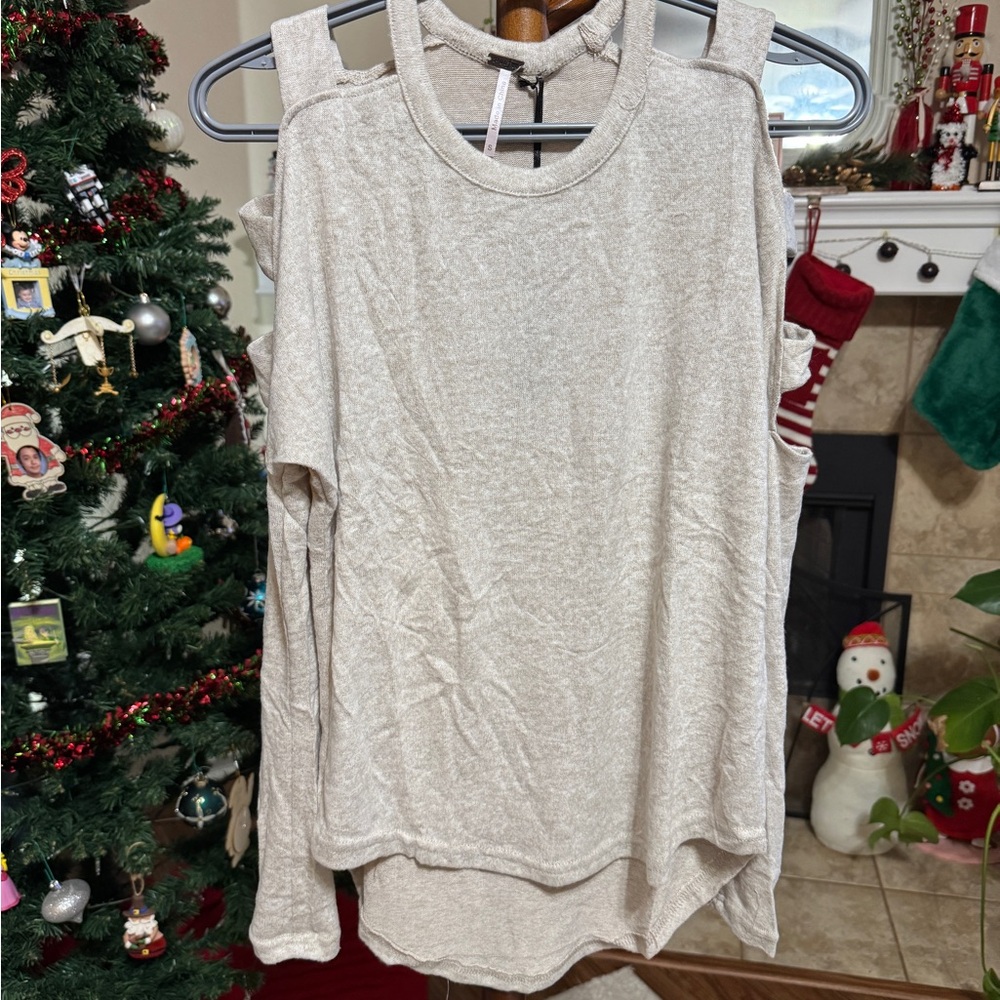 Poof! Cream Cold Shoulder Sweatshirt